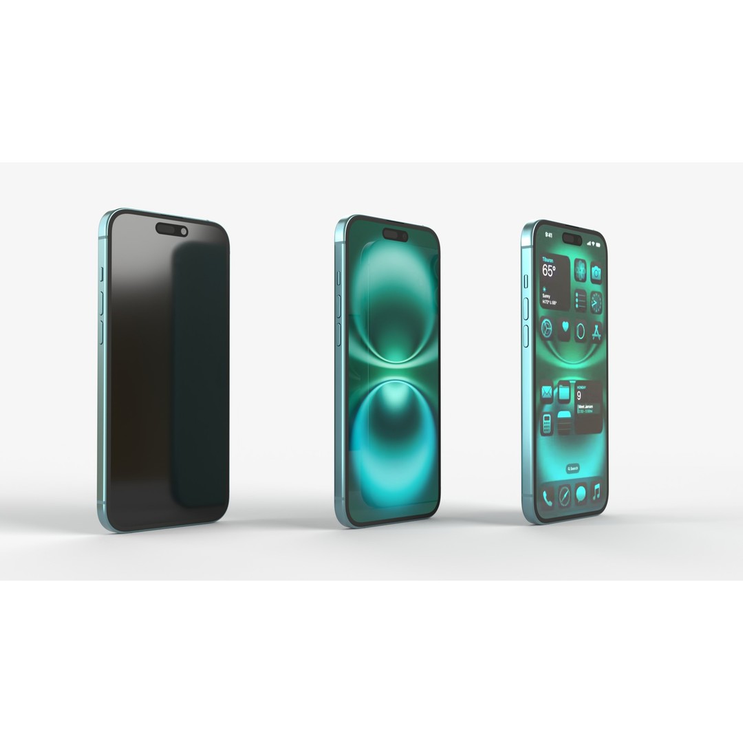 Apple iPhone 16 & 16 Plus Teal 3D Model – High-Poly Game Asset, FBX/OBJ - View 4