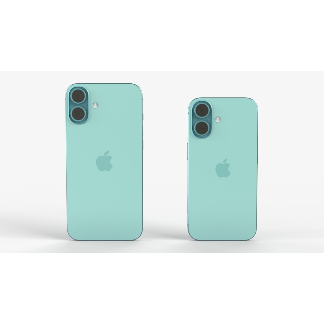 Apple iPhone 16 & 16 Plus Teal 3D Model – High-Poly Game Asset, FBX/OBJ - View 5