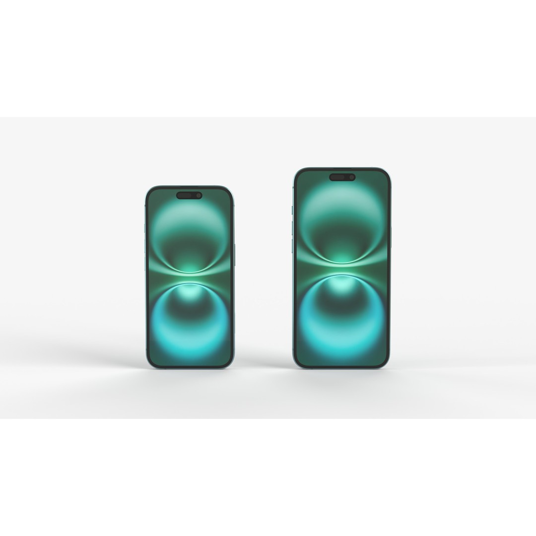 Apple iPhone 16 & 16 Plus Teal 3D Model – High-Poly Game Asset, FBX/OBJ - View 6