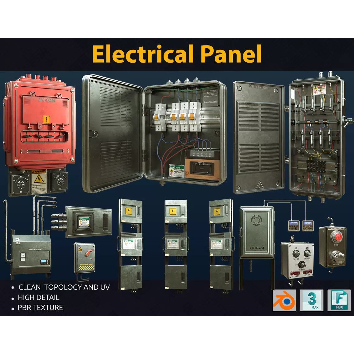 Electrical Boxes and Panels - Game-Ready 3D Model - View 2