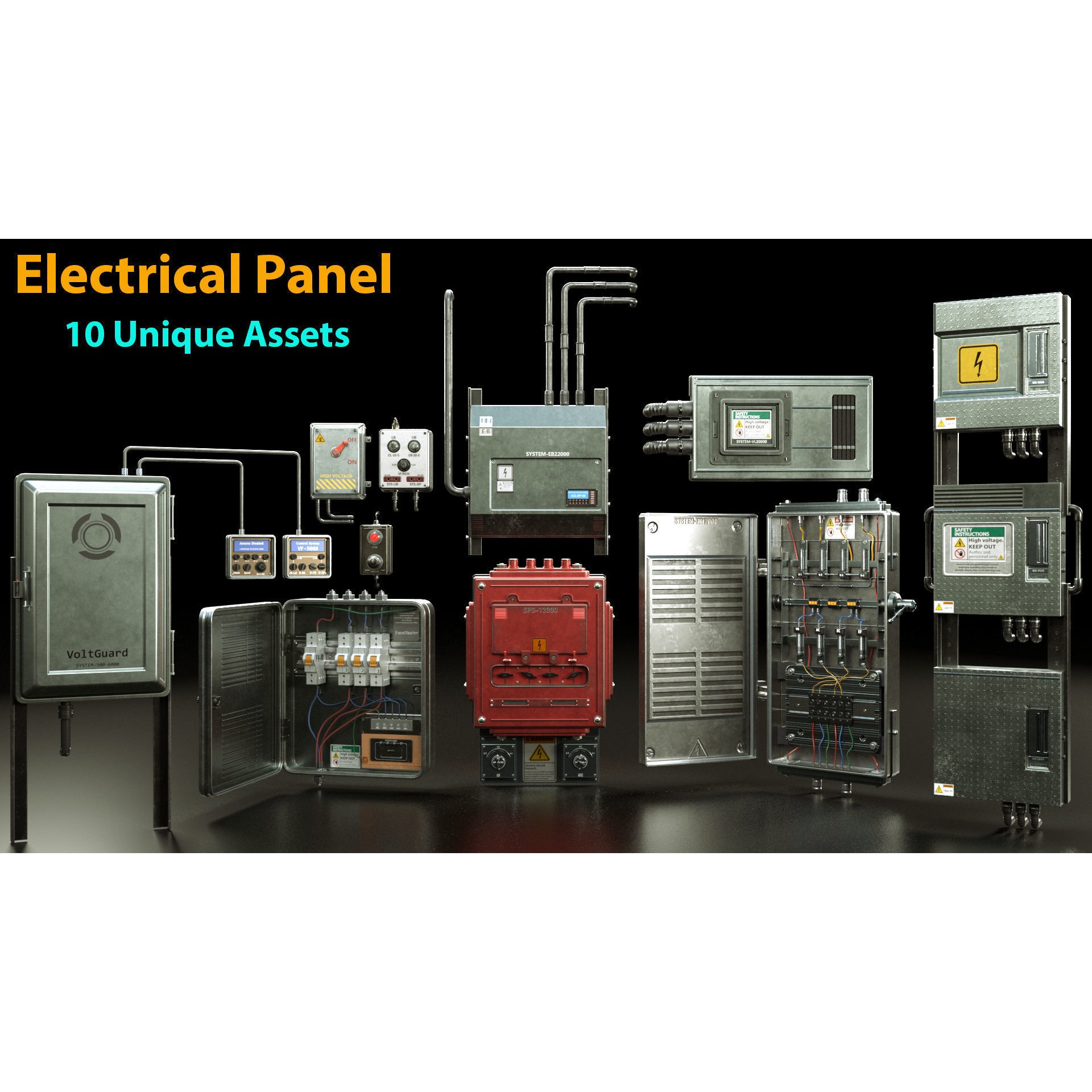 Electrical Boxes and Panels - Game-Ready 3D Model - View 3