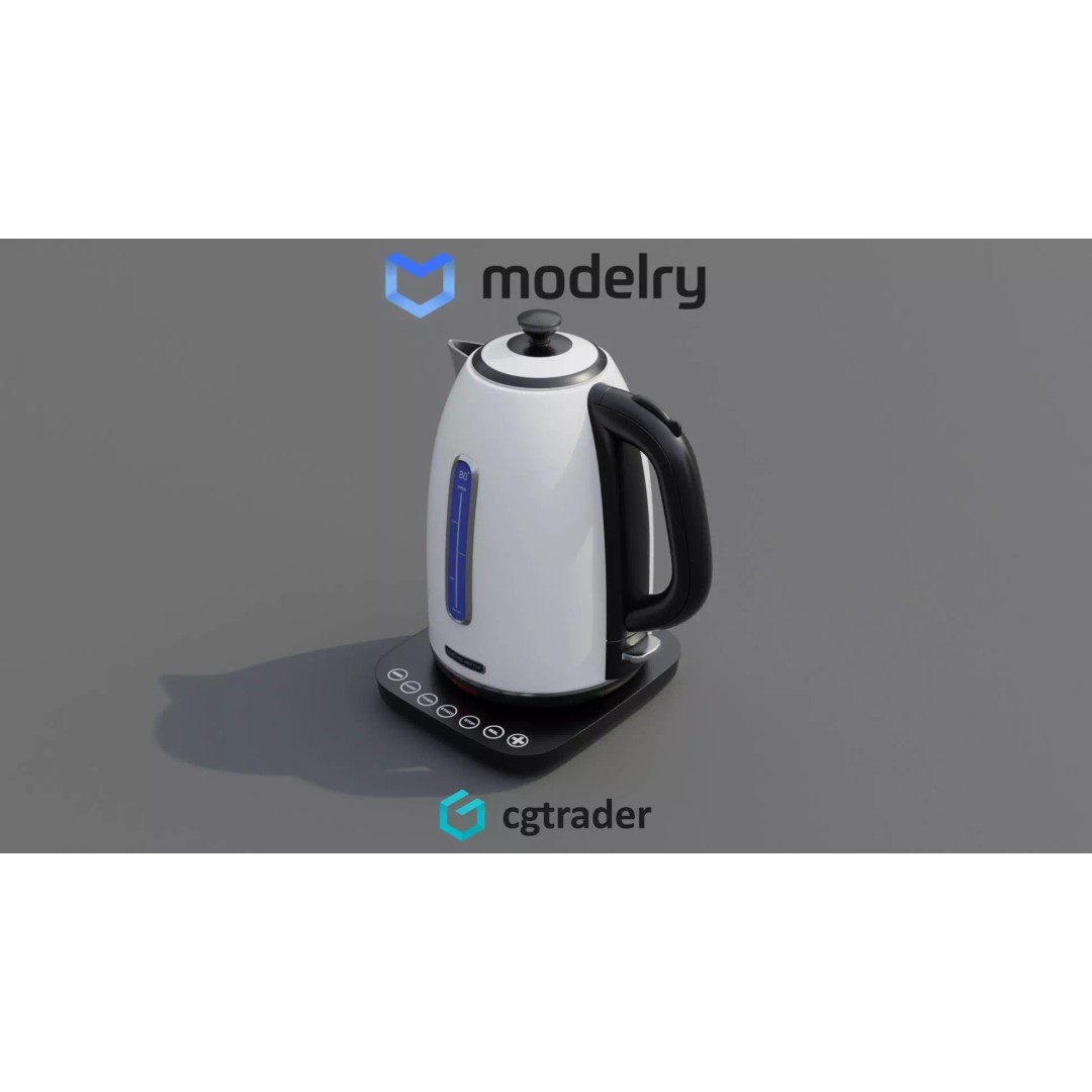 Electric Kettle 3D Model – Realistic Kitchen Appliance, FBX - View 2