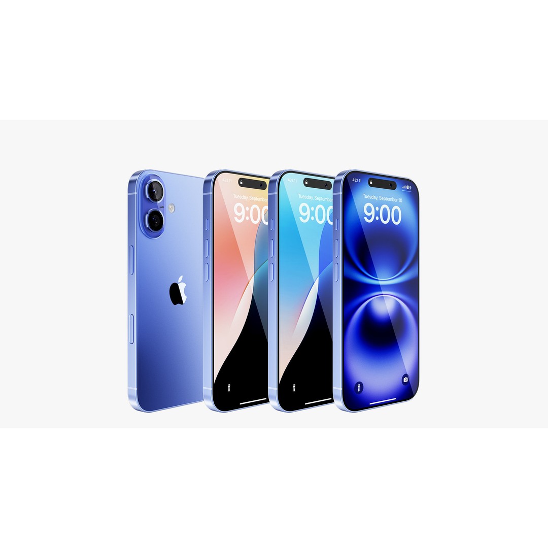 Apple iPhone 16 3D Model – Ultramarine Collection, PBR Textures, FBX, OBJ - View 4