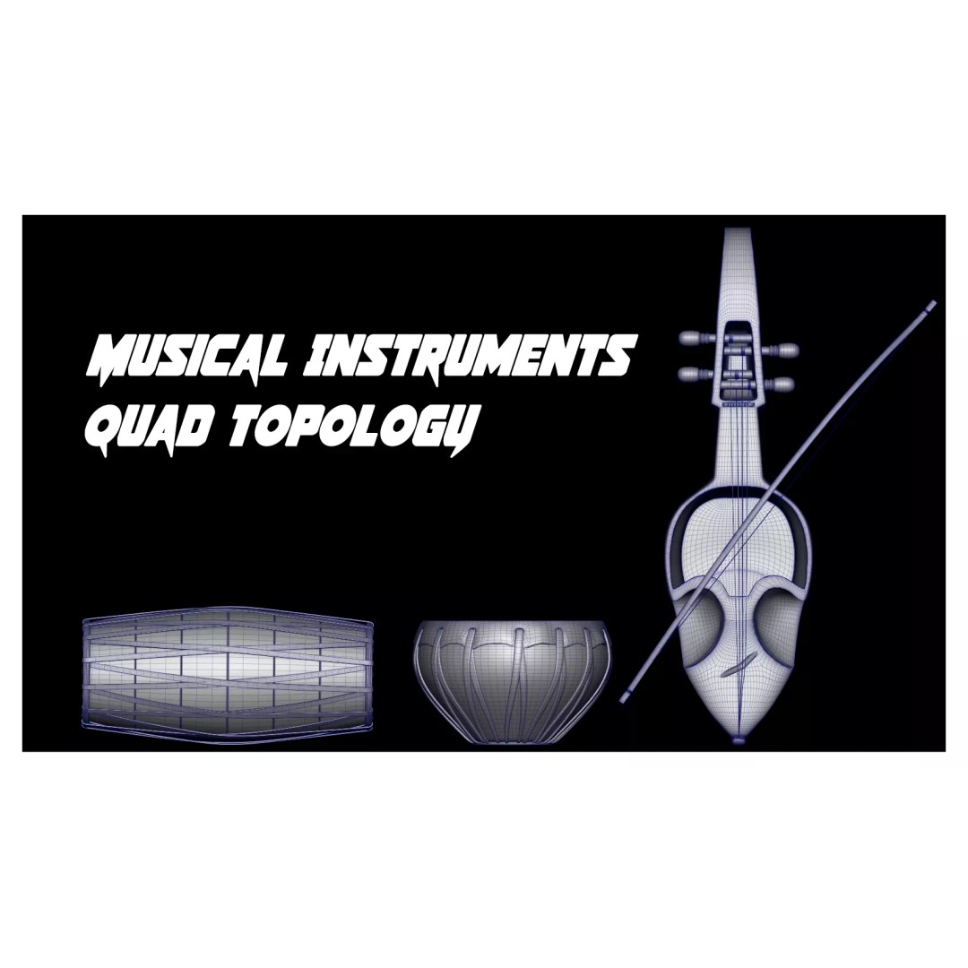 Indian Musical Instruments 3D Model – High-Detail Dholak, Tabla, Sarangi, FBX, OBJ - View 2