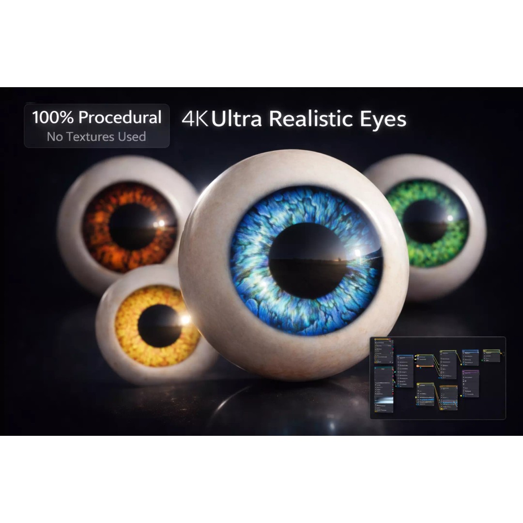 Human Eye 3D Model – Procedural 4K Realistic Red Fire Shader - View 2