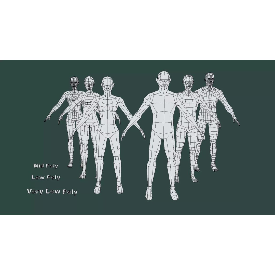 Family Base Mesh 3D Model – Low Poly Character Set, FBX