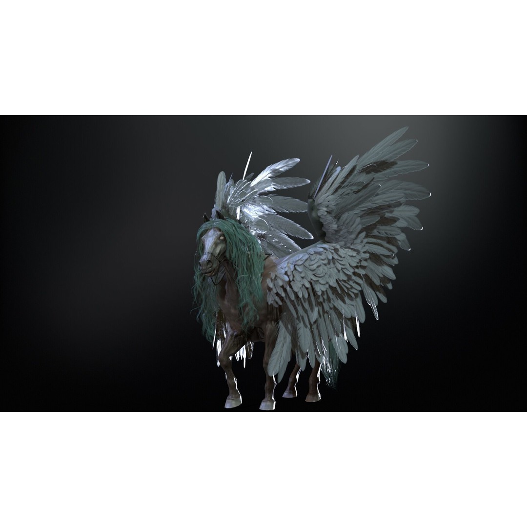 Pegasus 3D Model – Low Poly Animated Character, FBX & Maya - View 10