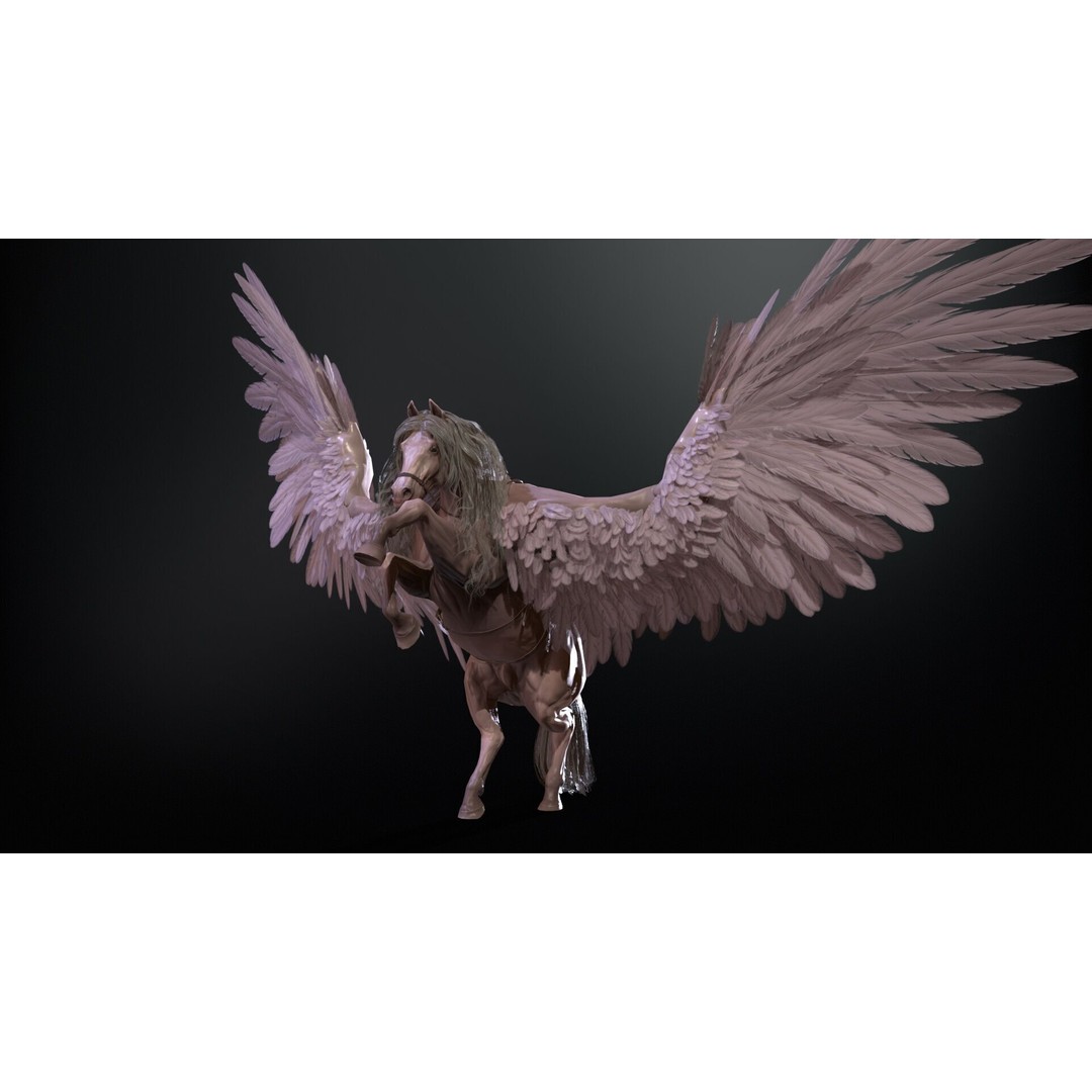 Pegasus 3D Model – Low Poly Animated Character, FBX & Maya - View 12