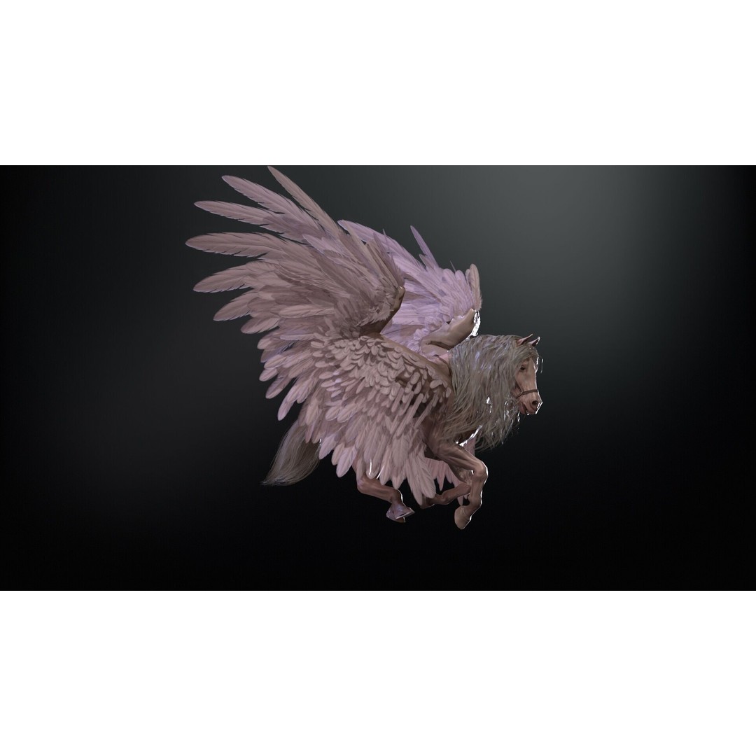 Pegasus 3D Model – Low Poly Animated Character, FBX & Maya - View 13