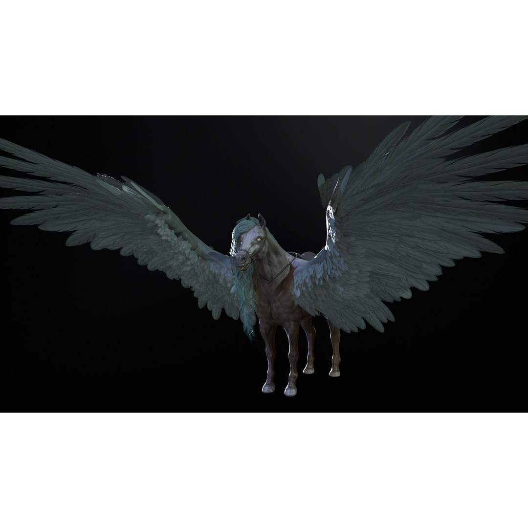 Pegasus 3D Model – Low Poly Animated Character, FBX & Maya - View 16