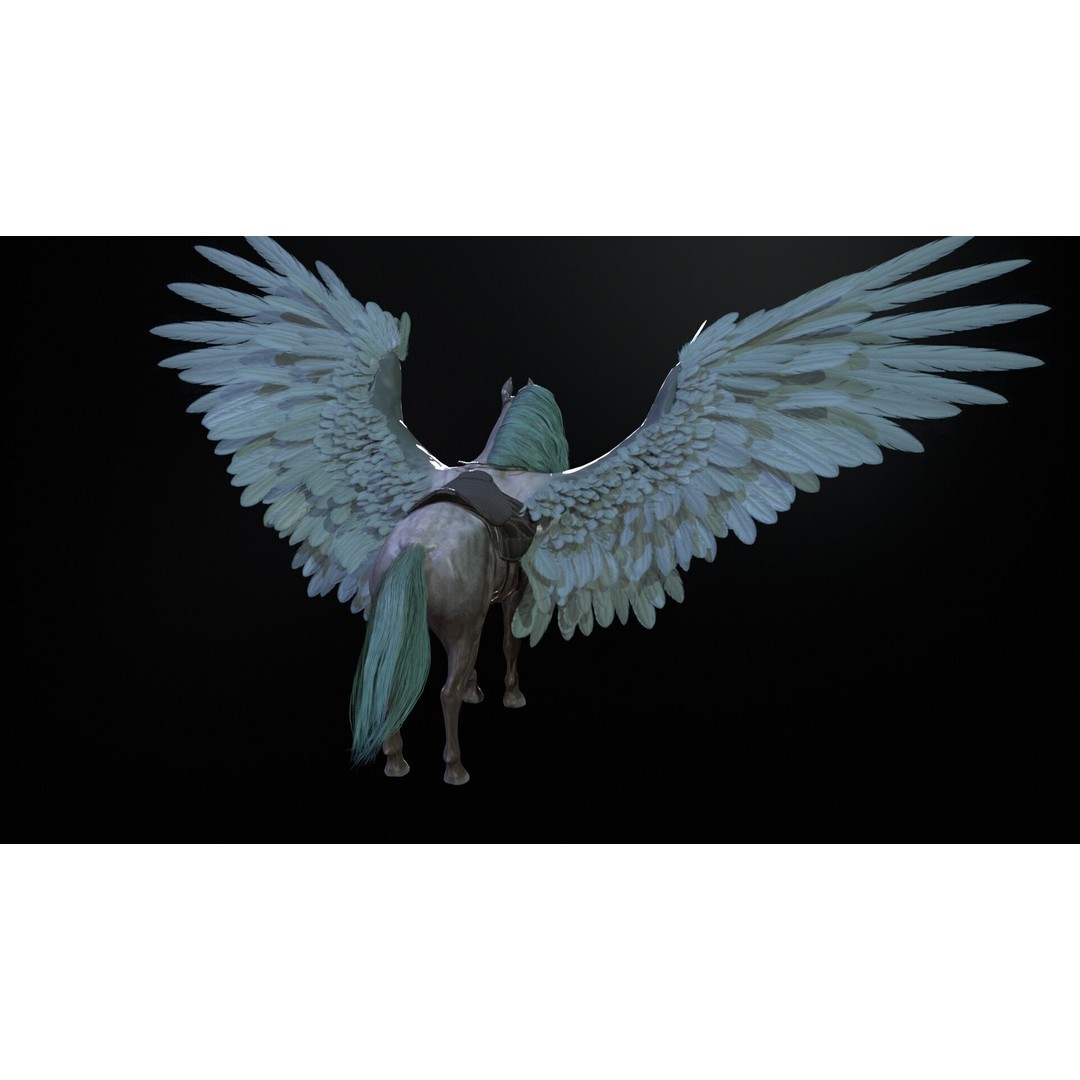 Pegasus 3D Model – Low Poly Animated Character, FBX & Maya - View 17