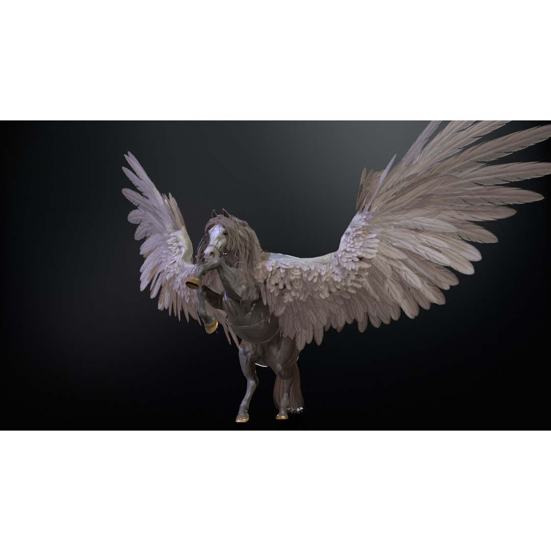 Pegasus 3D Model – Low Poly Animated Character, FBX & Maya - View 18