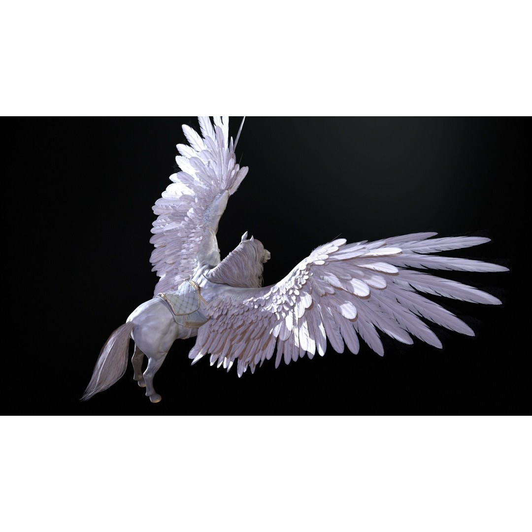 Pegasus 3D Model – Low Poly Animated Character, FBX & Maya - View 21