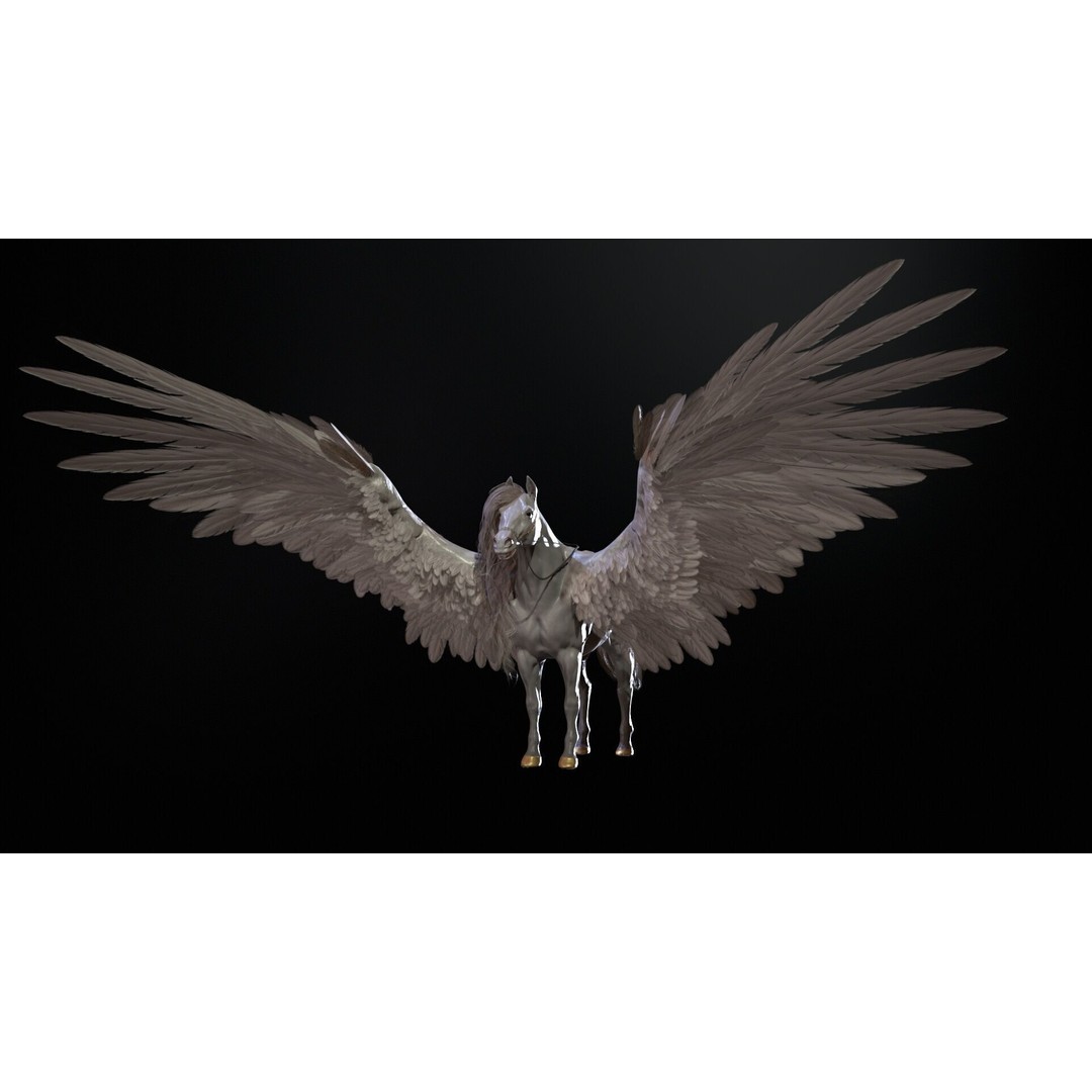 Pegasus 3D Model – Low Poly Animated Character, FBX & Maya - View 22
