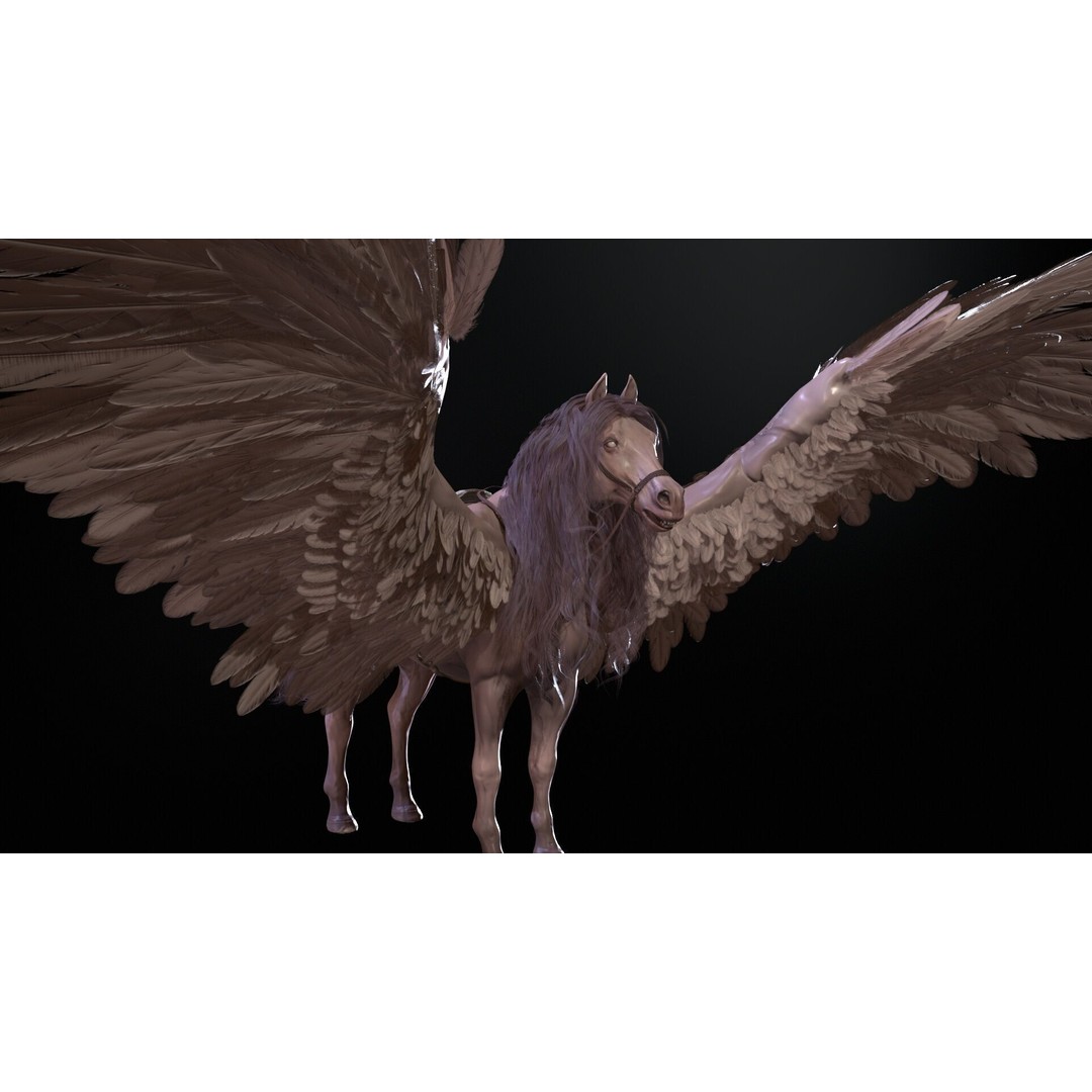 Pegasus 3D Model – Low Poly Animated Character, FBX & Maya - View 24