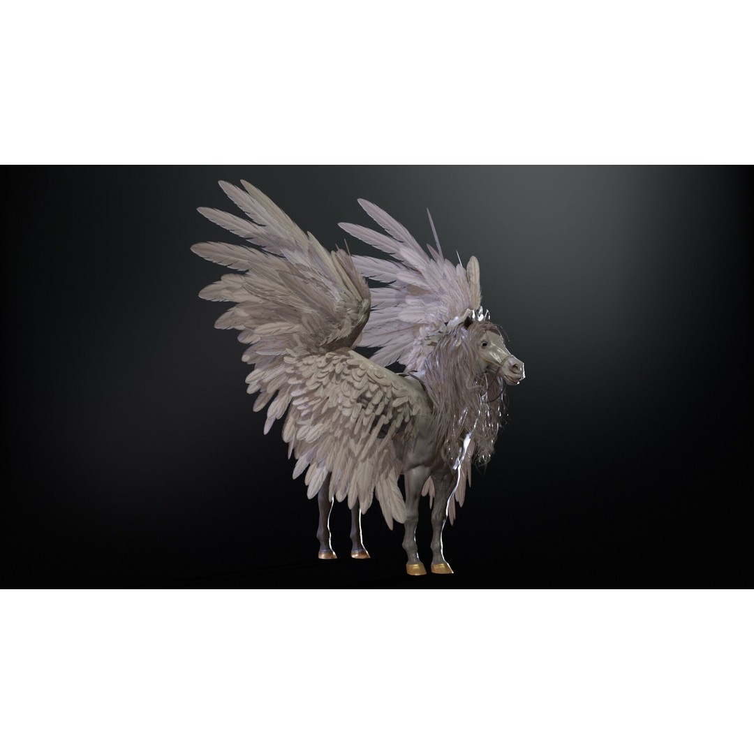 Pegasus 3D Model – Low Poly Animated Character, FBX & Maya - View 25