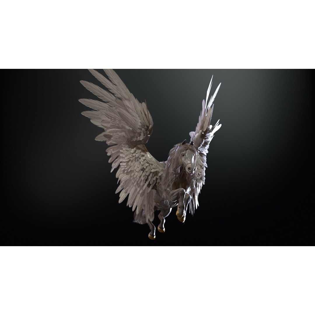 Pegasus 3D Model – Low Poly Animated Character, FBX & Maya - View 26