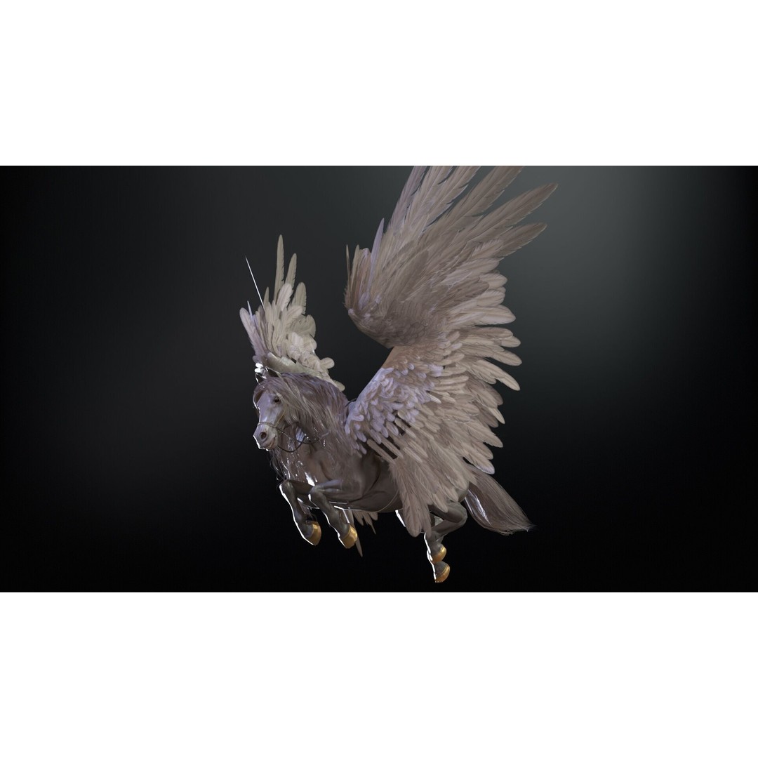 Pegasus 3D Model – Low Poly Animated Character, FBX & Maya - View 27