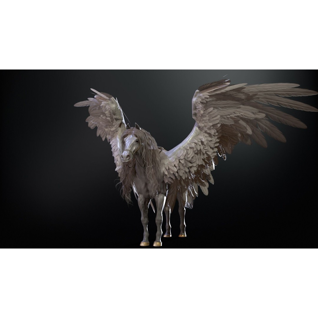 Pegasus 3D Model – Low Poly Animated Character, FBX & Maya - View 28