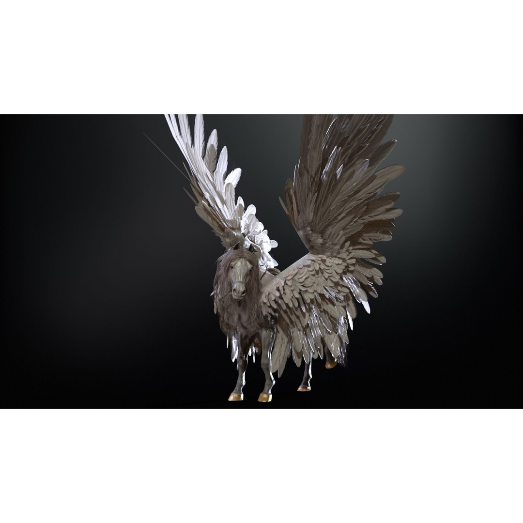 Pegasus 3D Model – Low Poly Animated Character, FBX & Maya - View 29