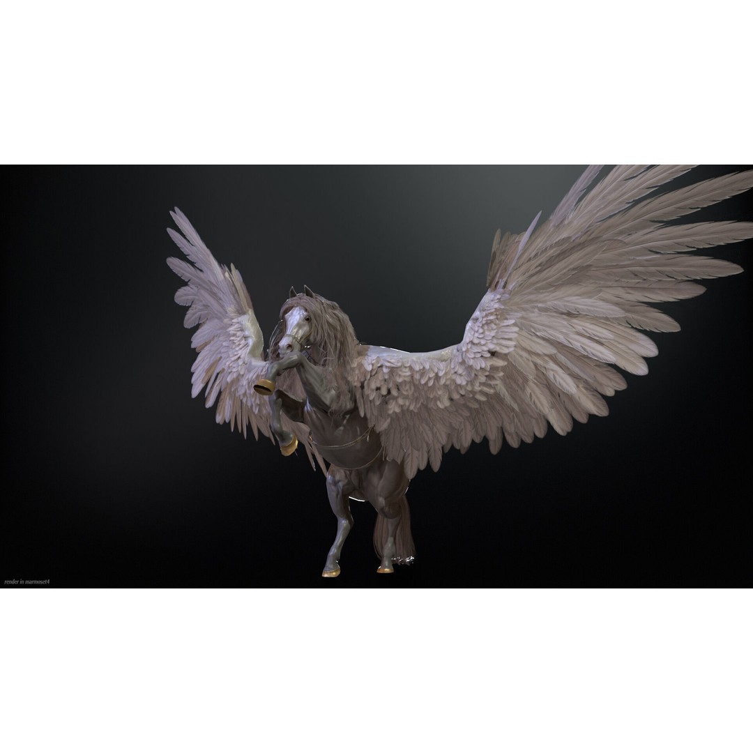 Pegasus 3D Model – Low Poly Animated Character, FBX & Maya - View 3