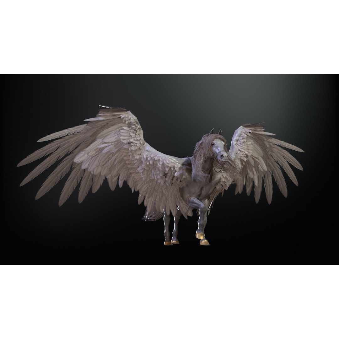 Pegasus 3D Model – Low Poly Animated Character, FBX & Maya - View 31