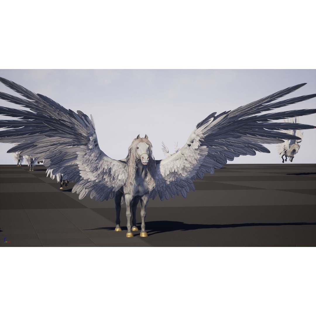 Pegasus 3D Model – Low Poly Animated Character, FBX & Maya - View 35