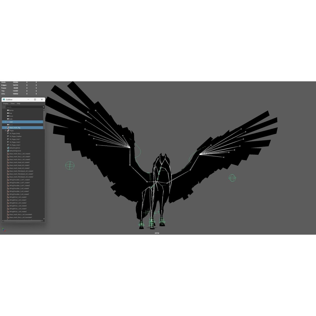 Pegasus 3D Model – Low Poly Animated Character, FBX & Maya - View 38