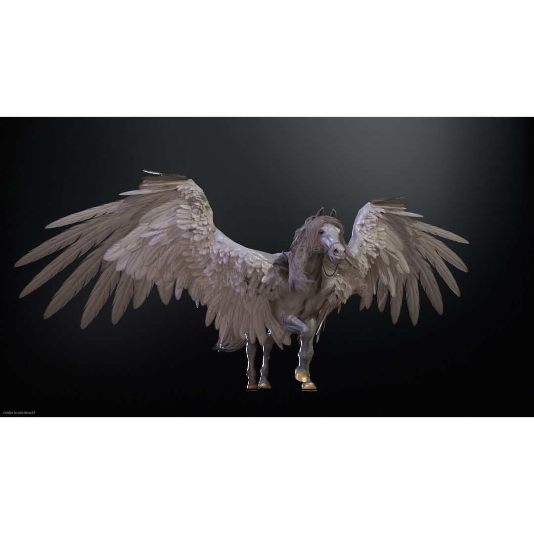 Pegasus 3D Model – Low Poly Animated Character, FBX & Maya - View 5