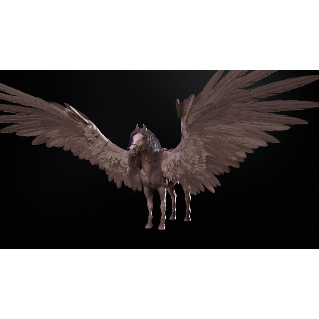 Pegasus 3D Model – Low Poly Animated Character, FBX & Maya - View 7