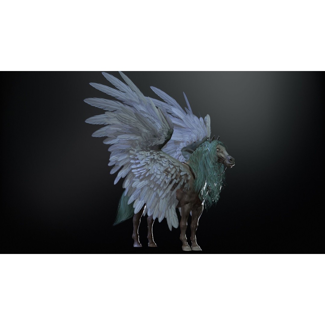 Pegasus 3D Model – Low Poly Animated Character, FBX & Maya - View 8