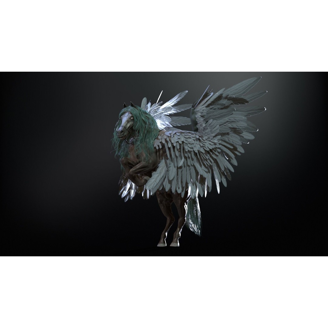 Pegasus 3D Model – Low Poly Animated Character, FBX & Maya - View 9