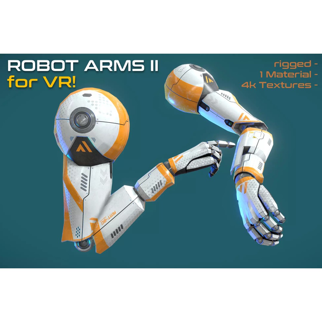 Robot Arms II 3D Model – Low Poly Rigged VR Asset, FBX, OBJ - View 2