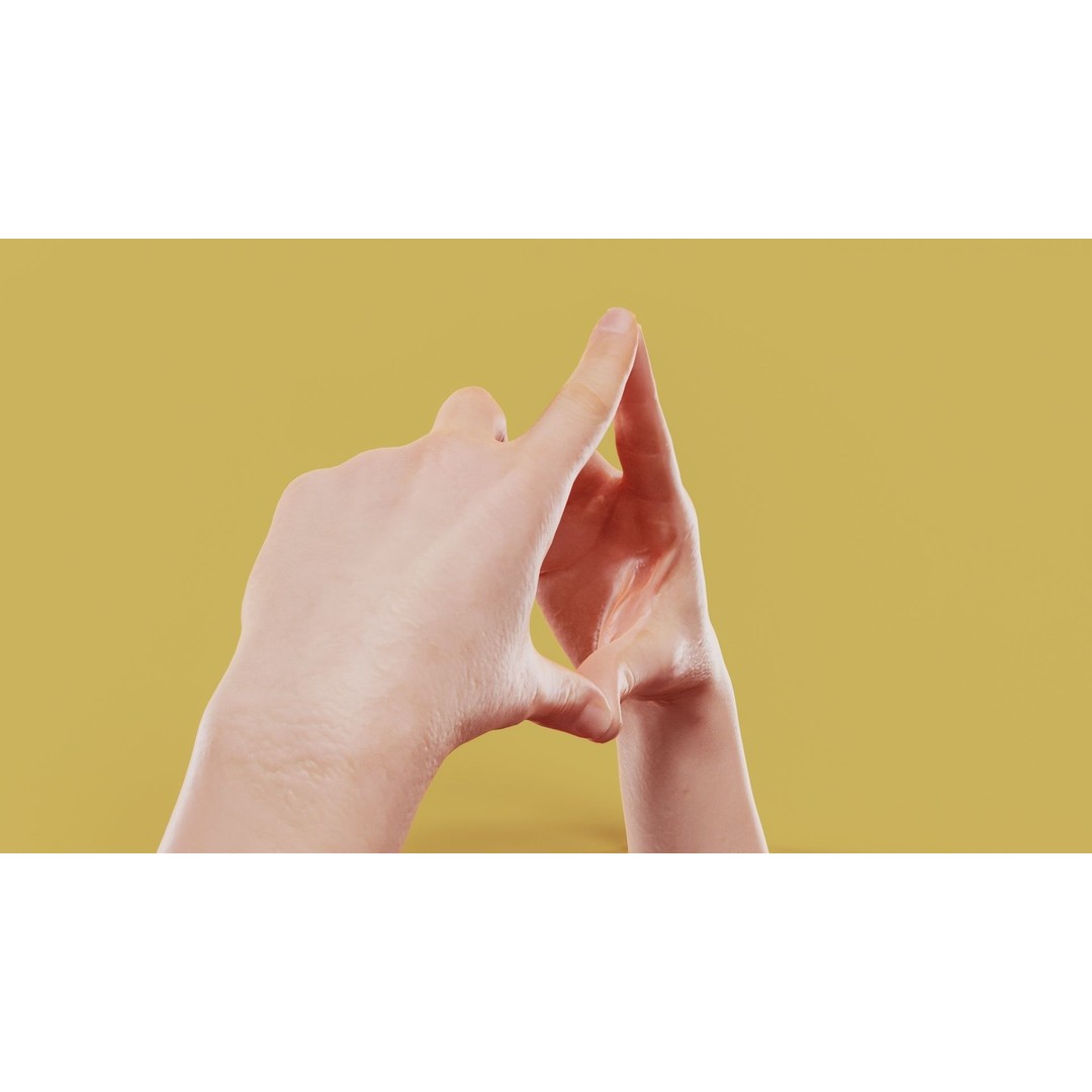 Triangulated Male Hands 3D Model – Low Poly Photogrammetry Asset, FBX - View 4