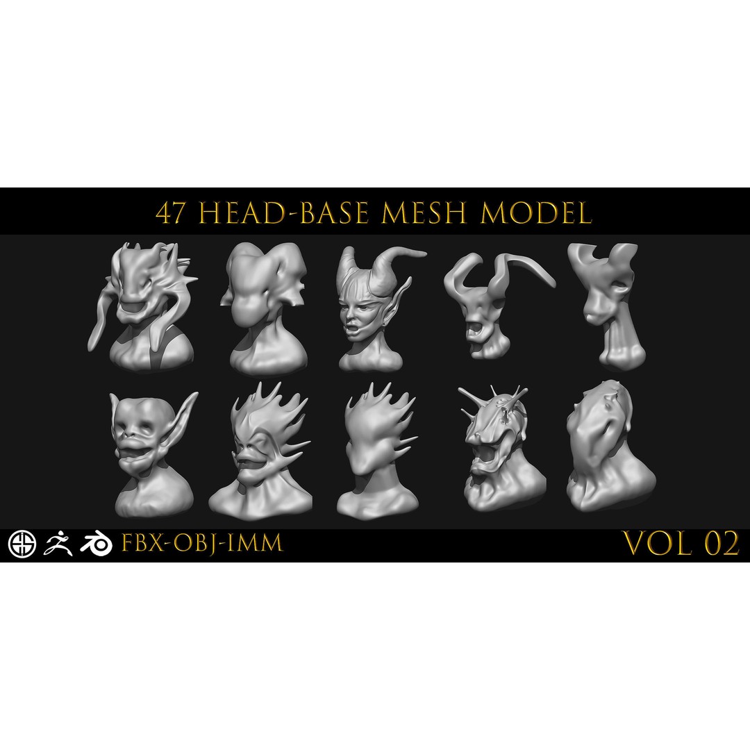 Character Base Mesh 3D Model – Head Anatomy, FBX & OBJ Formats - View 8