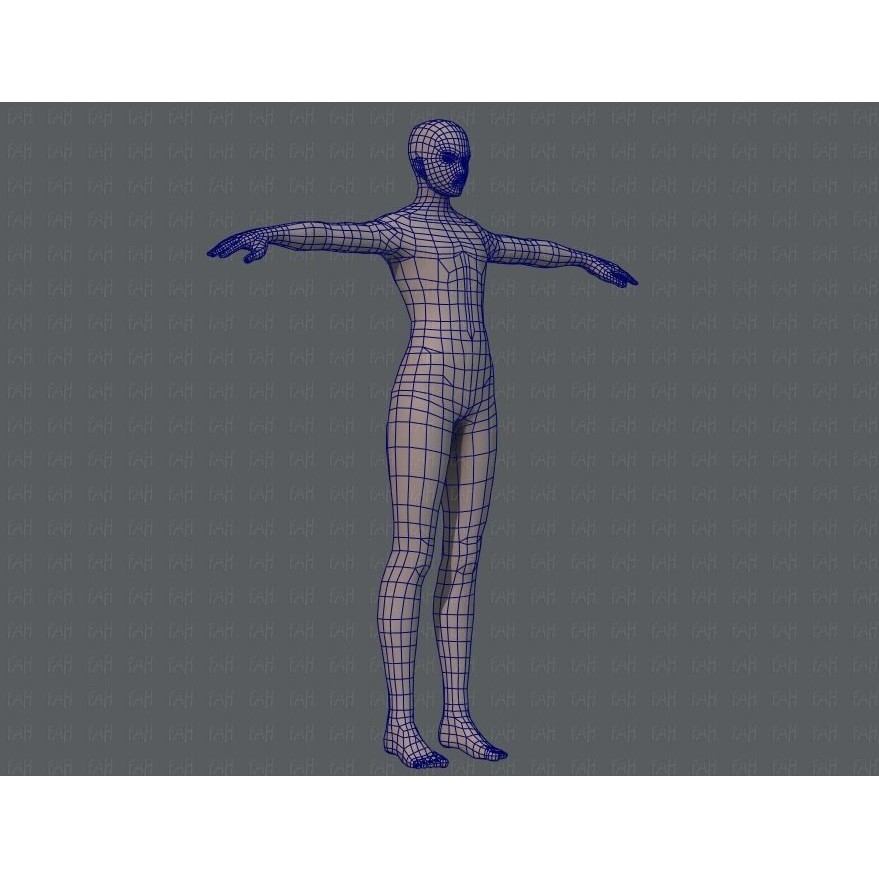 Base Mesh Man Character 3D Model – Low Poly Cartoon Design, FBX - View 12