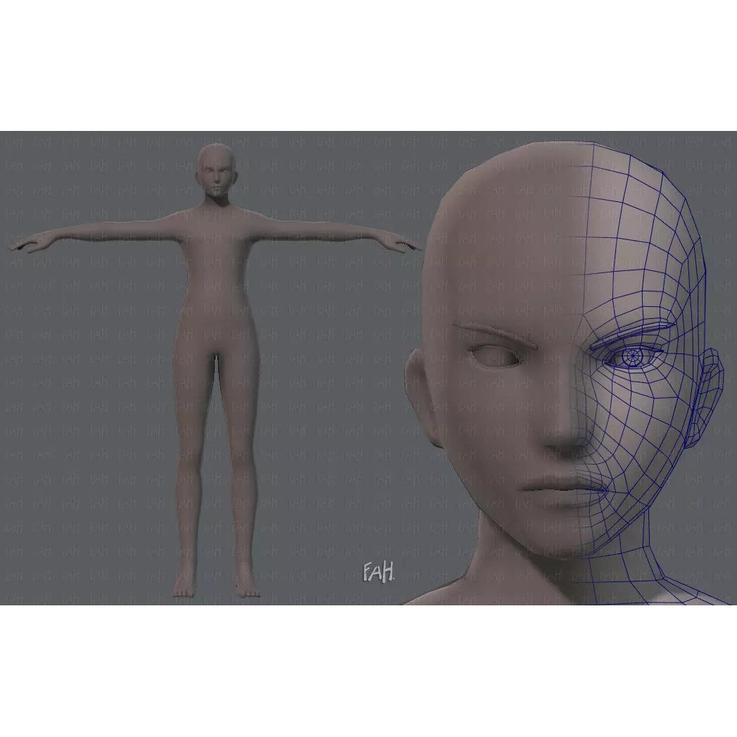 Base Mesh Man Character 3D Model – Low Poly Cartoon Design, FBX - View 2