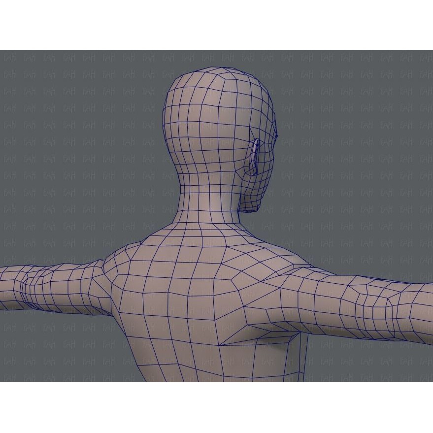 Base Mesh Man Character 3D Model – Low Poly Cartoon Design, FBX - View 30
