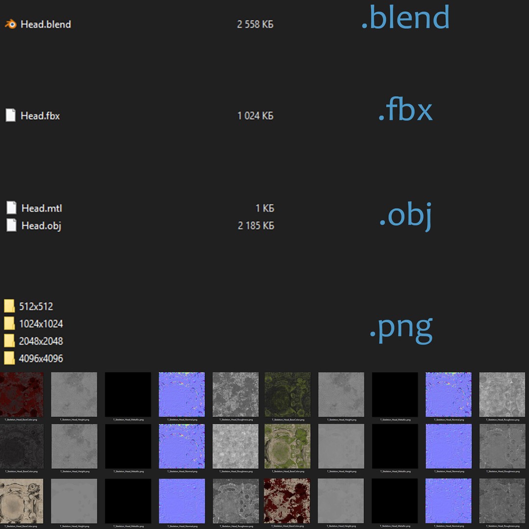 Skeleton 3D Model – Low Poly Game Asset, FBX & Blender Formats