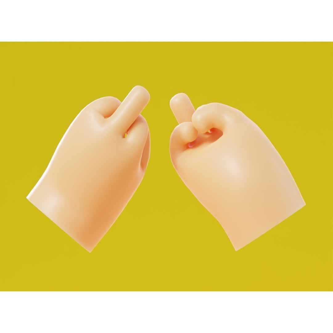 Cartoon Hands 3D Model – Low Poly Character Asset, FBX, Blender - View 11