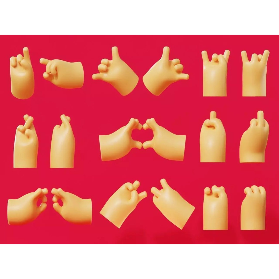 Cartoon Hands 3D Model – Low Poly Character Asset, FBX, Blender - View 2