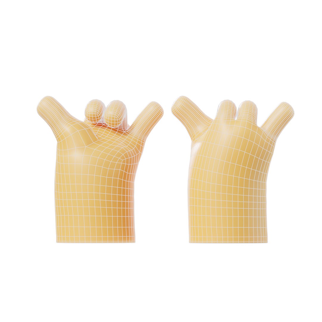 Cartoon Hands 3D Model – Low Poly Character Asset, FBX, Blender - View 20