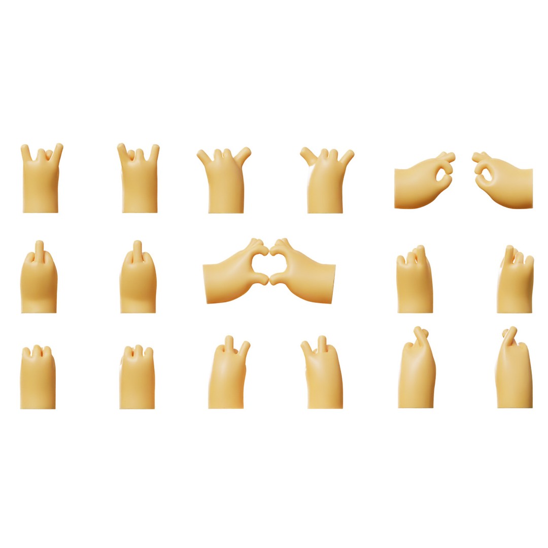 Cartoon Hands 3D Model – Low Poly Character Asset, FBX, Blender - View 5