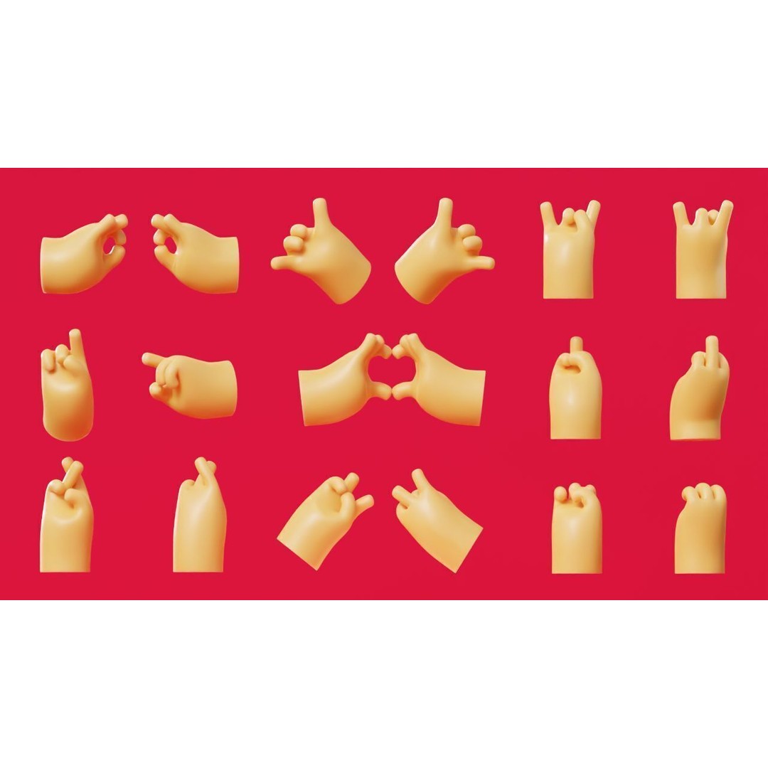 Cartoon Hands 3D Model – Low Poly Character Asset, FBX, Blender - View 6