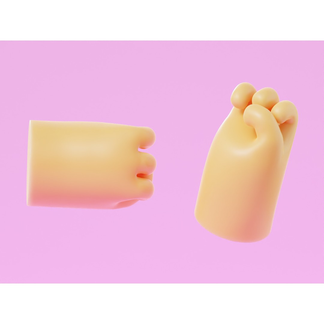 Cartoon Hands 3D Model – Low Poly Character Asset, FBX, Blender - View 7
