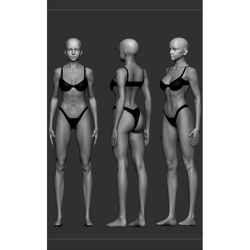 Human Base Mesh 3D Model – Male & Female Character Creation - View 4