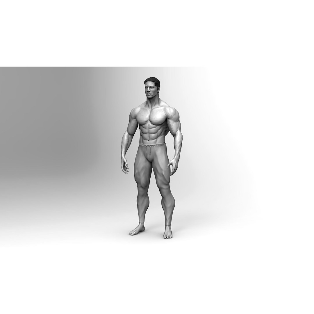 Male Bodybuilder 3D Model – High Poly Game-Ready Character