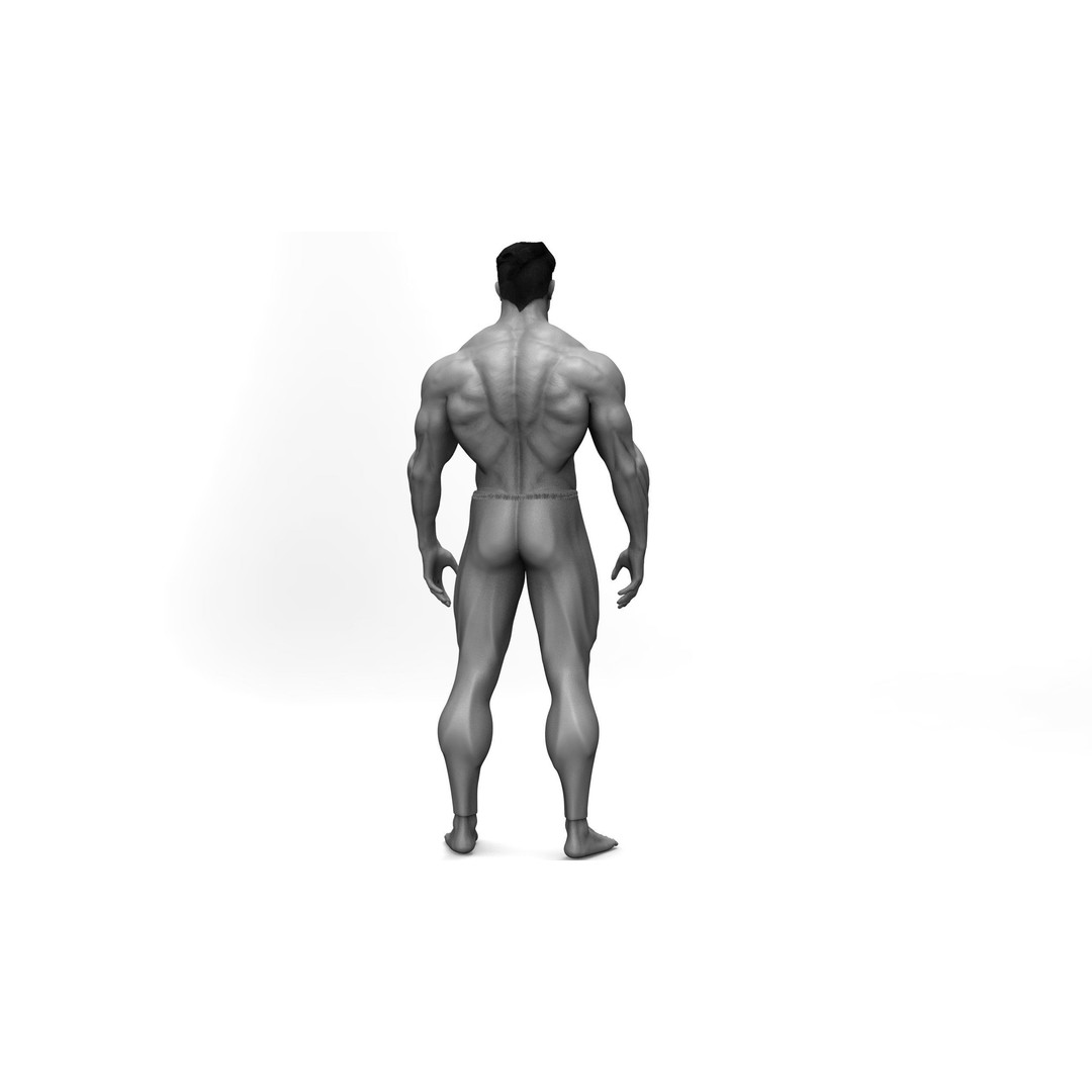 Male Bodybuilder 3D Model – High Poly Game-Ready Character - View 11