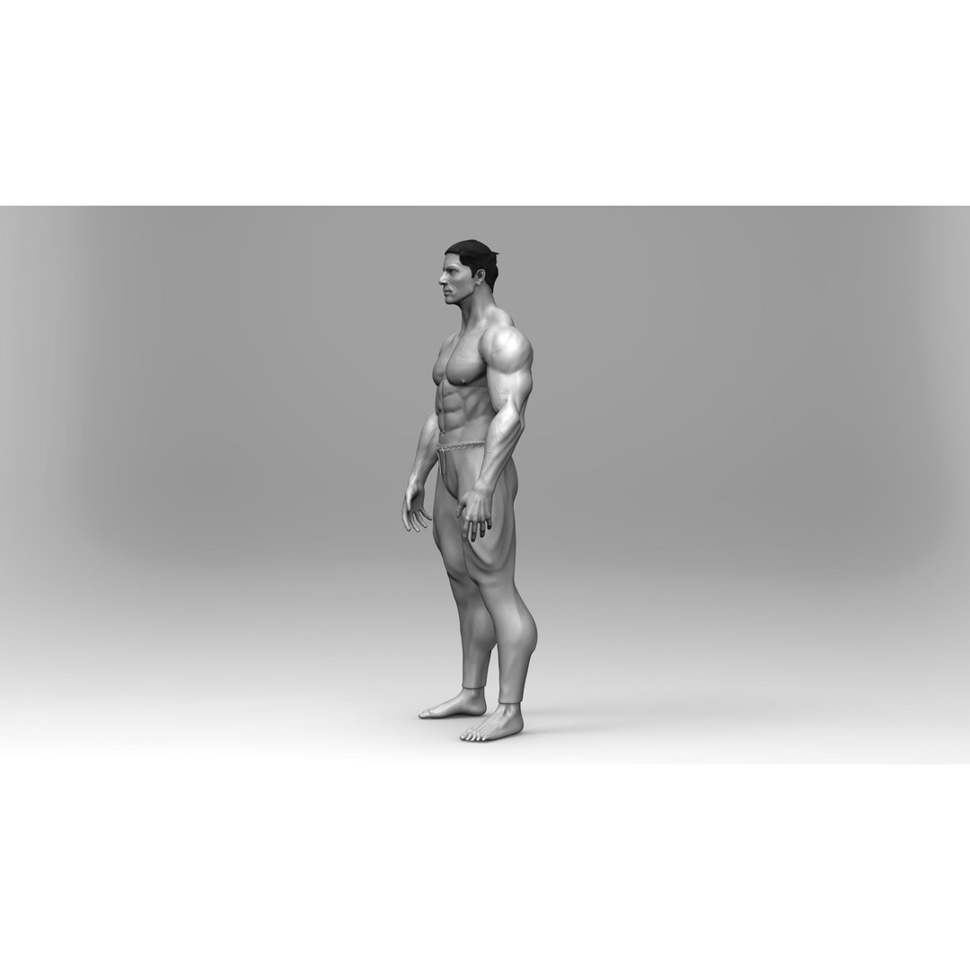 Male Bodybuilder 3D Model – High Poly Game-Ready Character - View 12