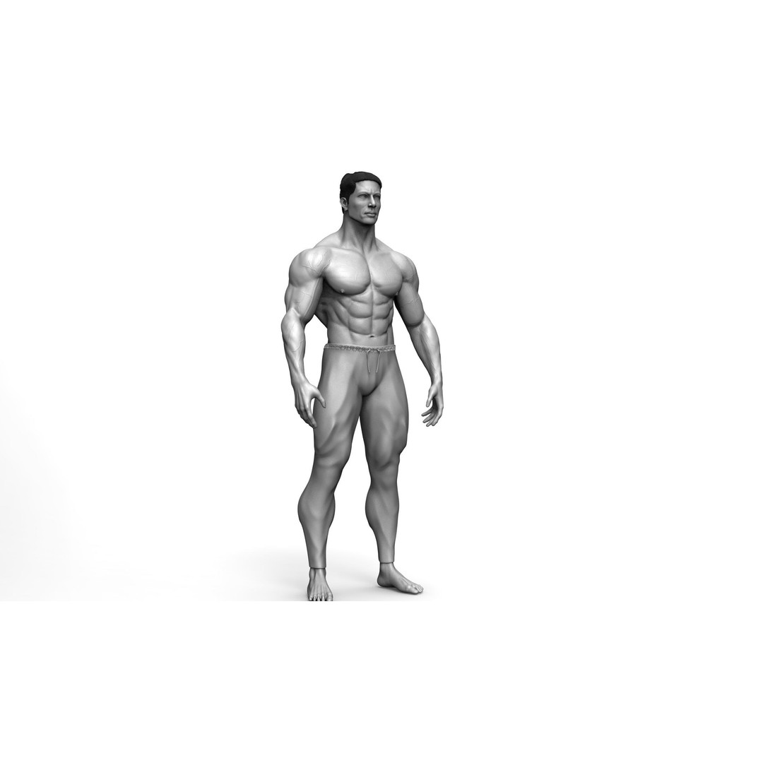 Male Bodybuilder 3D Model – High Poly Game-Ready Character - View 3
